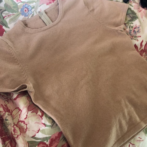 Vtg Y2K NEIMAN MARCUS sz Medium 100% Pure Cashmere Crewneck Sweater ZipBack Tan - Picture 11 of 11